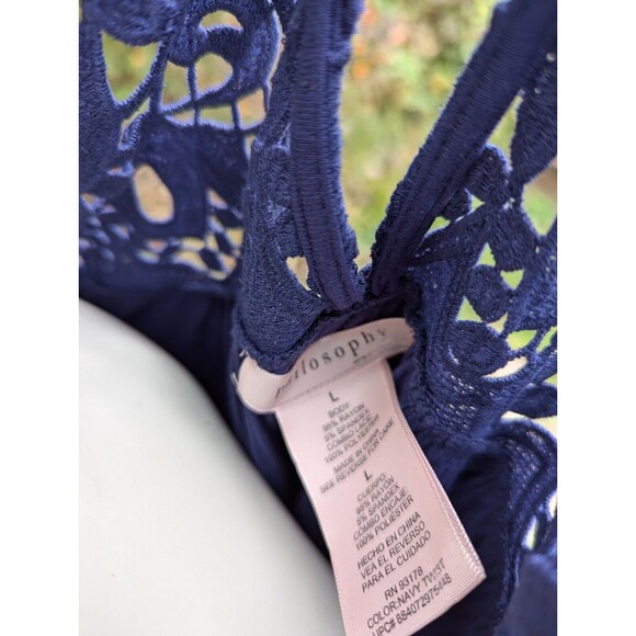 Women's Philosophy Lace Yoke LS Rayon Blend Smock Style Top Sz Lg - Picture 4 of 6